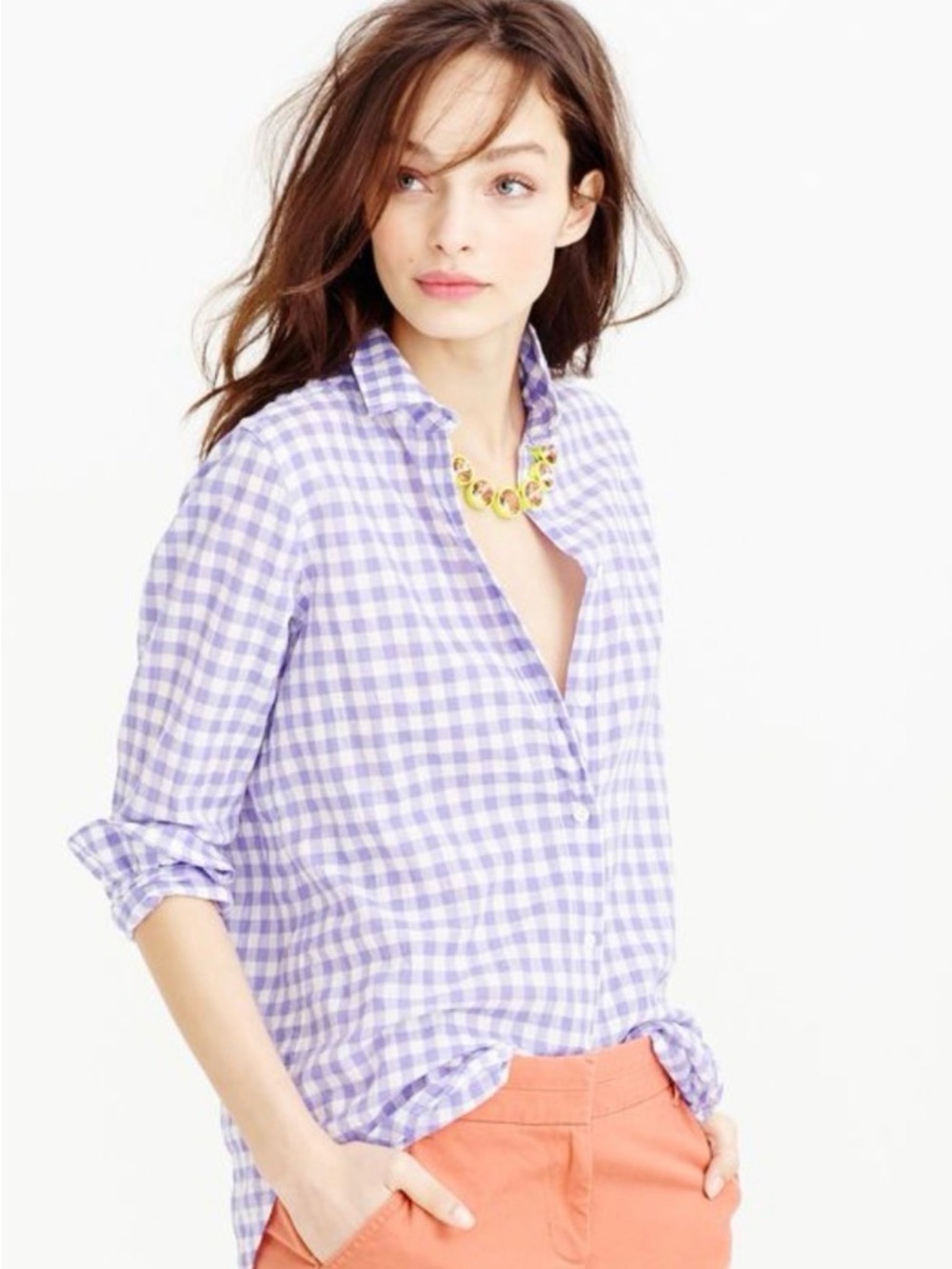 Jcrew Women’s Gingham button down long sleeve casual shirt top size XL NWT